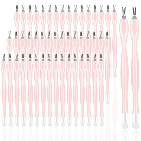 50pcs 네일 큐티클 트리머 고무 클리너 플라스틱 손잡이 나이프 양끝 데드 스킨 포크 푸셔 벌크 아트 제거 도구핑크, Peach, 50개