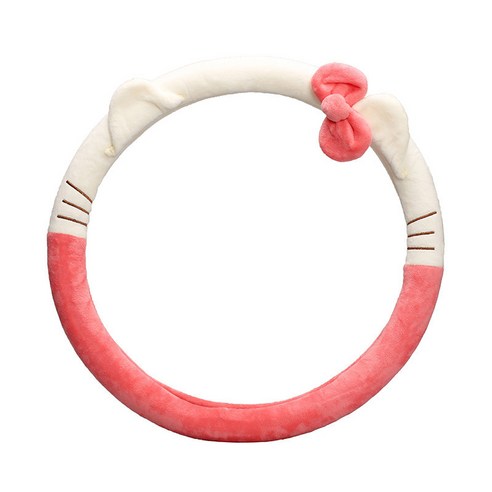 KORELAN 자동차 핸들 세트 추동 벨벳 만화 핸들 세트, KT 고양이, 38cm
