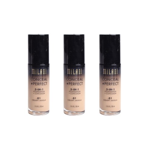 밀라니 컨실 +퍼펙트 2-in-1 파운데이션 + 컨실러 30ml, Creamy Vanilla, 3개