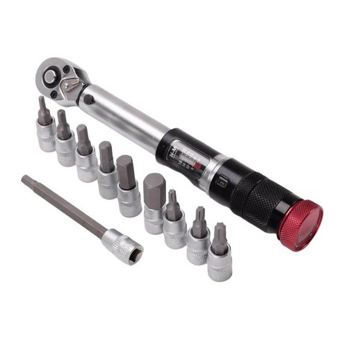 Pro Bike Tool 1/4인치 드라이브 클릭 토크 렌치 세트 4~20Nm 도로 및 산악 자전거용 자전거 유지 관리 키트, {"색상":"블랙과 실버"}, {"수건소재":"강철"}