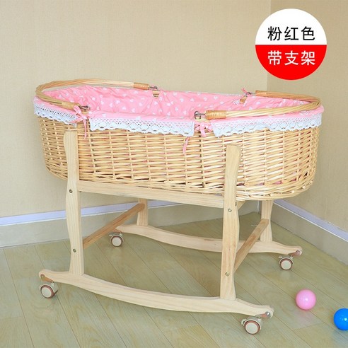 아기요람 라탄 침구 백일촬영 대형 기념일 트레이 등나무 신생아 유아 나무 휴대용 체크무늬, 80cm 네이키드 바스켓