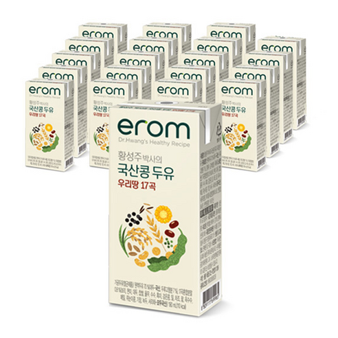 이롬 황성주 국산콩 두유 우리땅 17곡, 190ml, 20개