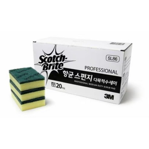 3M 스카치브라이트 스펀지 다목적 수세미 SL86 소 20개입 벌크포장, 3M SL86 스펀지수세미 소 20개입(벌크), 20개, 20개