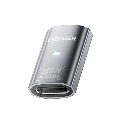 ESSAGER USB4.0 40Gbps 젠더, PD3.1 240W 초고속 , 8K@60Hz 영상 전송 지원, L자형 /일반형 회색 1개