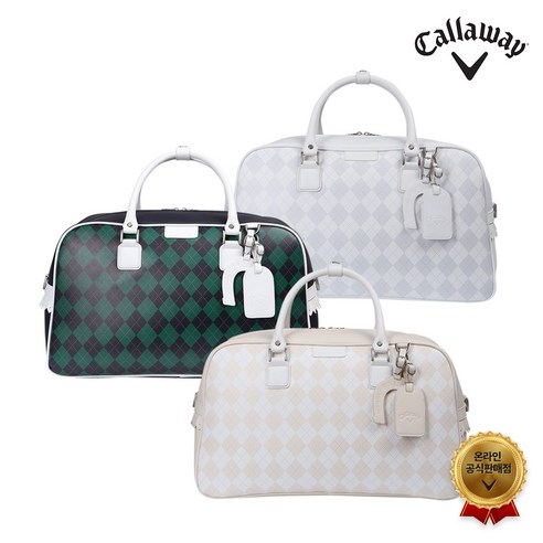 [캘러웨이코리아정품] 24년 신상품 필리 아가일 보스턴백, 베이지 캘러웨이캐디백