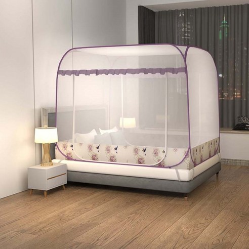 몽골 가방 모기장 설치 면제 2인용 가정용 1.8m 침대 두꺼운 암호화 더블 스위치 모기 방지 지퍼 접을 수 있다, 에델바이스