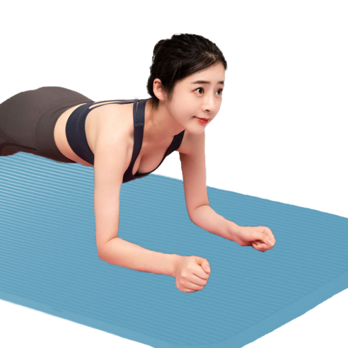 온더어스 프리미엄 NBR 요가매트 185 x 90 cm 20mm 와이드 운동매트 스트랩 포함, 블루, 1개