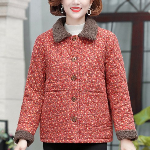 Mao여성 면직물 코트 새로운 겨울 의류 중년 및 노인 입상 양털 코튼 패딩 코트 아래로 두꺼운 코튼 패딩 코트 엄마