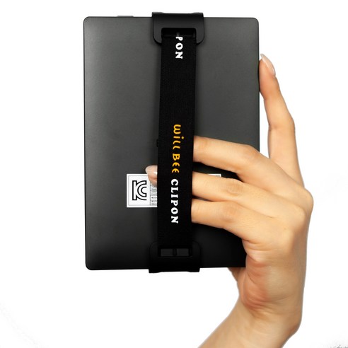 윌비 클립온 베이식 미니 (14.5 - 15cm 용) 핸드폰 이북리더기 핸드 스트랩, 블랙, 1개