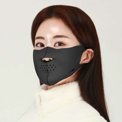 네이팡 스탠다드 에어홀 남녀공용 자외선 차단 스포츠 운동 안면 입체 쿨링 마스크, 다크그레이