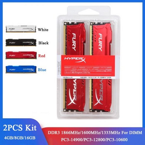 DDR3 8GB 2x4GB 데스크탑 RAM 키트 16GB 2x8GB 1866MHz 1600MHz 1333MHz 240 핀 DIMM PC312800 1.5V 14900, 8GB2x4GB1866 블랙
