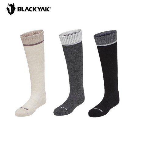 블랙야크 BAC로고 메리노울 무릎 높이 여성 등산양말 우먼울니삭스 2BYSCX3504I, 24, 검정(BLACK)