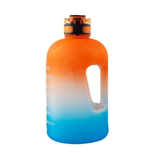 ANKRIC 물컵 1 갤런 스포츠 주전자 3.78L 플라스틱 주전자 대용량 물병 그라디언트 공간 컵, 오렌지 블루