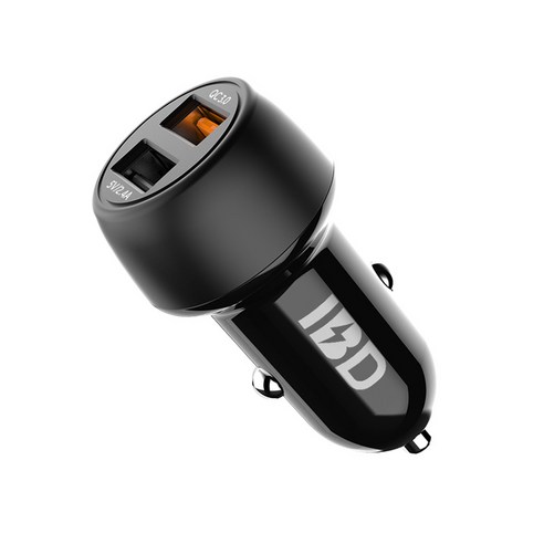 QC3.0 빠른 충전 검은 색 자동차 휴대 전화 충전기 미니 자동차 충전기, IBD335-Q3+2.4A
