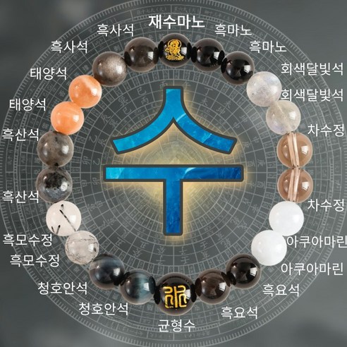 일성 오행 조화 팔찌 천연석 수정 여성용 운세 향상 기운 향상 액세서리 악운 해소