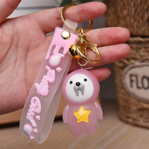 아이디어 러블리 램프 맨투맨 곰 열쇠고리 아크릴 가방 작은 액세서리 자동차 열쇠고리 선물, 핑크/핑크