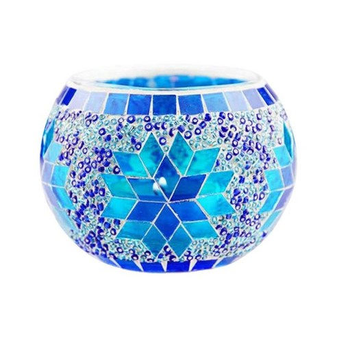 결혼식을 위한 모자이크 유리 촛대 Tealight 촛대, 푸른