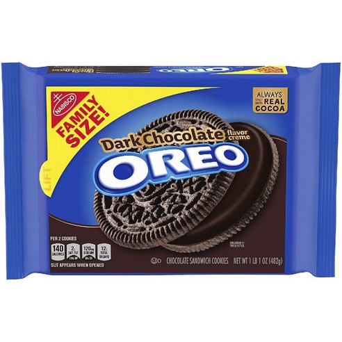 오레오 샌드위치 쿠키, 다크 초콜릿 크림(Dark Chocolate Creme), 482g