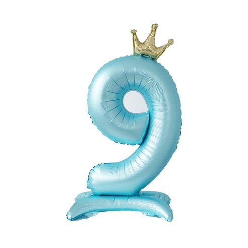 올리브파티 생일 스탠딩 왕관 은박 숫자 풍선 블루, 숫자9, 2개