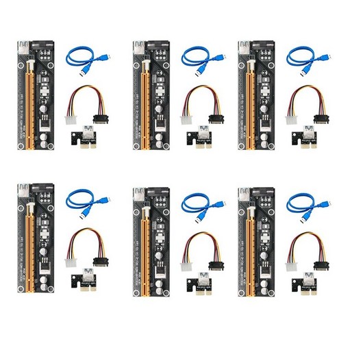 Retemporel Bitcoin Litecoin ETH 코인용 PCI-E 라이저 6-PCS 라이저 16X 8X 4X 1X 전원 어댑터 카드 6핀 PCI-E-SATA, I500072573