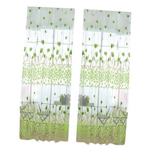 100 * 200cm 창 보일 커튼 패널 쉬어 얇은 명주 그물, 녹색