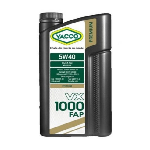 5W40 VX100 FAP 엔진오일 가솔린 디젤 공용 마모방지 수명연장 야코 프랑스 직수 1L, 1000ml, 1개