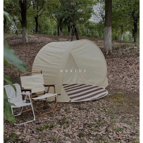 원터치 팝업 비치 텐트 썬 스크린 오픈형 해변 감성캠핑 그늘막 휴대용 경량 비치쉘터, 원터치 휴대용 베이지