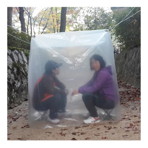 파파앤몰 비닐쉘터 등산비닐 백패킹 바람막이 천막 쉘터 텐트 겨울등산 비닐막쉘터, 제품14-4각고리형(2인용)