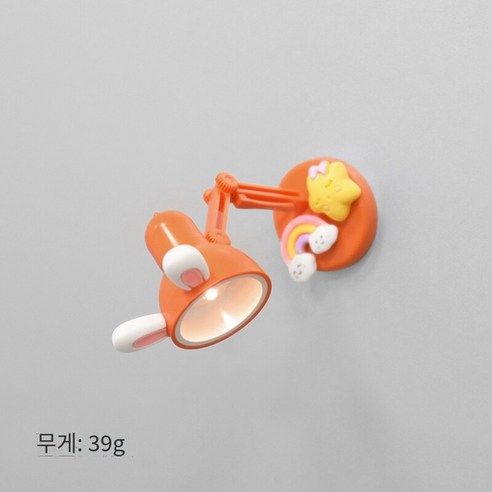 창조적 인 밝은 작은 책상 램프 자석 냉장고 자석 귀여운 냉장고 문 장식 야광 자기 흡입 페이스트, 오렌지 램프 흰 토끼 귀, 중간