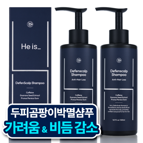 히이즈 비듬 가려움 두피곰팡이 제거 쿨링 샴푸, 2개, 500ml