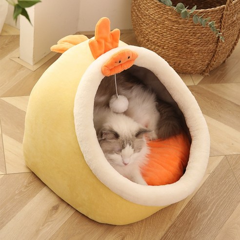 애완 동물 집 고양이 하우스 매트 동굴 수면 침대, 옐로우
