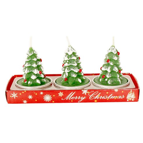 휴대용 3x 크리스마스 캔들 세트 Tealight 파라핀 장식 귀여운 축제 생일 파티 크리스마스 이브 장식, 솔방울, 4X4X5cm, 파라핀 왁스