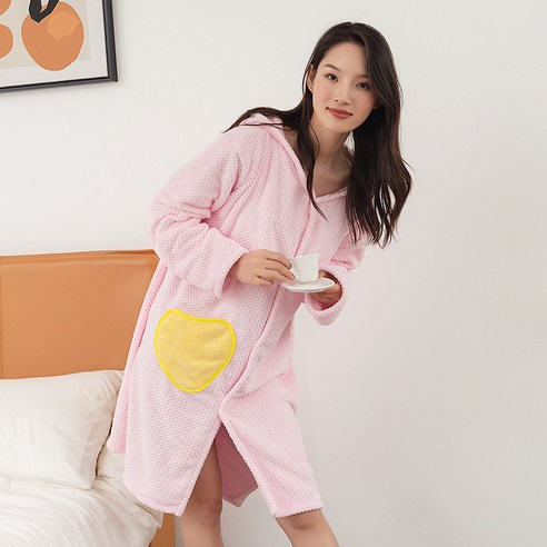 목욕수건 여사 가정용 후드 망토 목욕복, 핑크/핑크, 105*56cm
