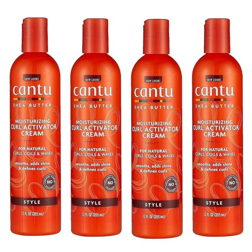 칸투 시어 버터 포 내추럴 헤어 모이스처라이징 컬 액티베이터 크림 글루텐 프리, 355ml, 4개