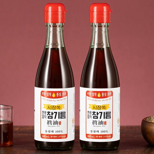 시장쏙 전통압착 참기름, 300ml, 2개