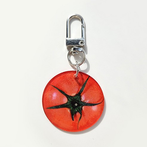 슬로우베베 에이씨 토마토 키링 tomato keyring 아크릴 에어팟 버즈 장식 가방 열쇠고리, 1개, 계란초밥