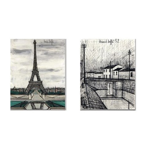 케이아트 인테리어 그림 노프레임 액자 15x20cm 2개Set, 22 뷔페에펠탑 캔넬