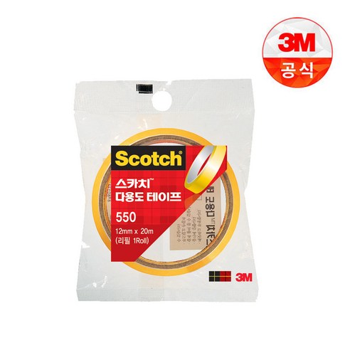 3M 다용도 테이프 550 리필 3인치 12mm x 20m, 10개입