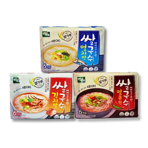 백제 쌀국수 멸치맛 6개 + 김치맛 6개 + 얼큰한맛 6개_멀티팩, 92g, 18개