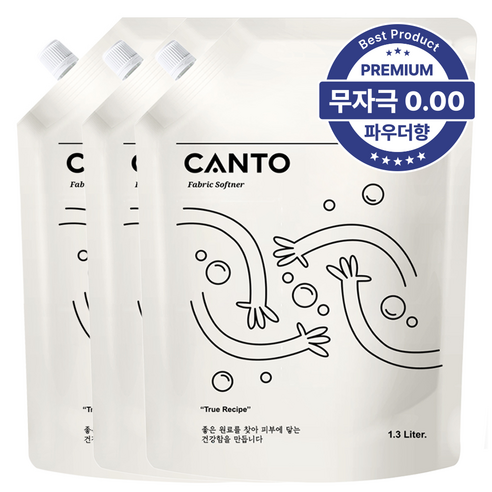 칸토 고농축 프리미엄 섬유유연제 파우치 베이비파우더향 몽베베, 3개, 1.3L