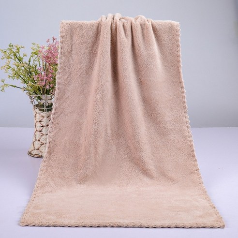 ZZJJC 코랄 타월 극세사 타월 드라이물수건, 75*35cm 【카드지], 무지 테두리를 썰어 만든 카페