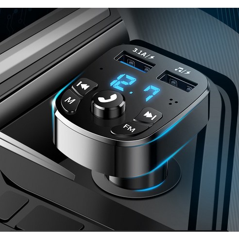 자동차 충전기 휴대 전화 블루투스 MP3 플레이어 12-24V 담배 라이터 변환 자동차 자동차 충전기 USB 인터페이스, 1002 블랙