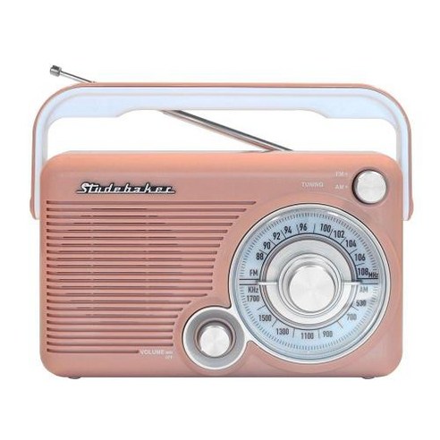 Studebaker SB2002BL Portable AMFM Radio with Headphone Jack and aux-in Jack Blue, 1) 로즈 골드화이트