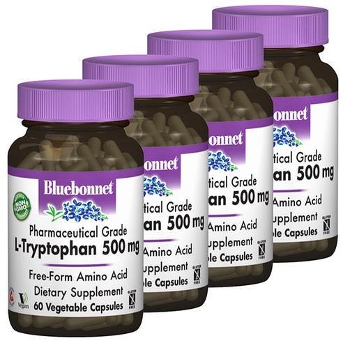 블루보넷 L-트립토판 500mg 베지터블 캡슐 비건 글루텐 프리, 60개입, 4개, 60정