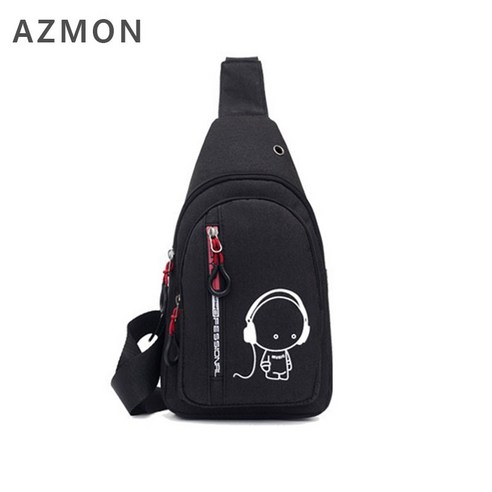 AZMON 야광 미니 슬링백, 32cm x 18cm x 5cm, 블랙