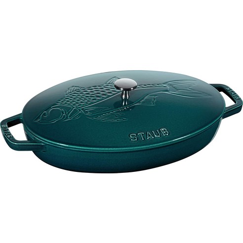 Staub 무쇠 주철 양수냄비 조림냄비 생선 디자인 Oval 32cm 스타우브 인덕션 대응, 기본