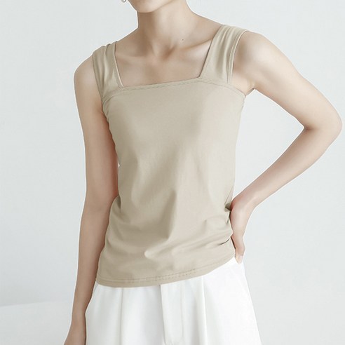 루엔나 여성용 무지 스퀘어 민소매 나시 티셔츠