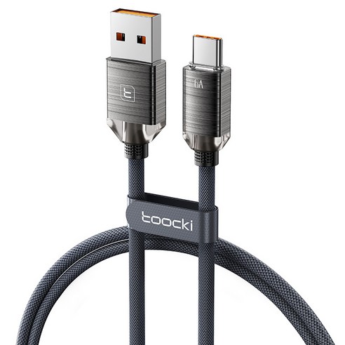 Toocki 아연합금 USB A-C타입 고속 충전케이블, 4개, 1m, 블랙