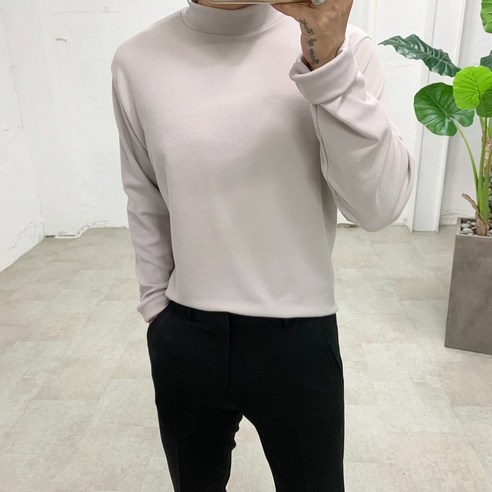 스트릿제이 겨울 모크넥 반폴라 긴팔 티셔츠