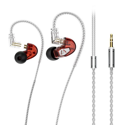 Lafitear LT2 밸런스드 아머처 HIFI 유선 이어폰 3.5mm, 레드
